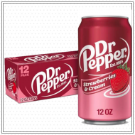 Dr Pepper Strawberries And Cream Soda Drinks Flavor 12 Fl Oz Cans 12-count